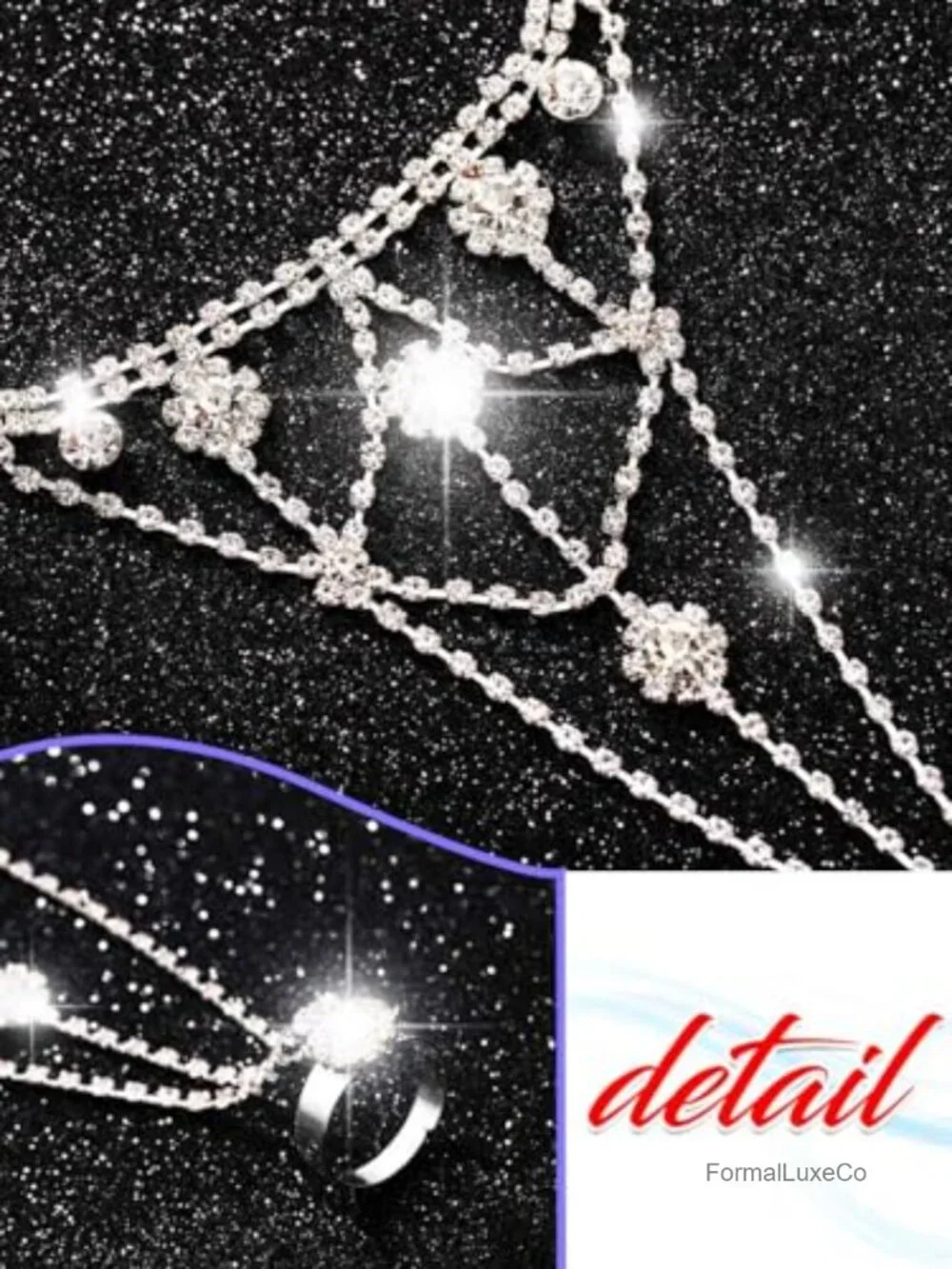 Rhinestone Fingerless Gloves with Extension Chain - Hand Jewelry for Women